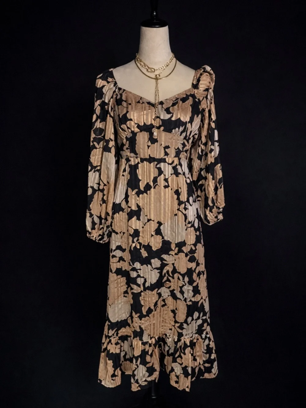 Anthropologie Boho Floral Midi Dress Romantic Square Neck Size Small